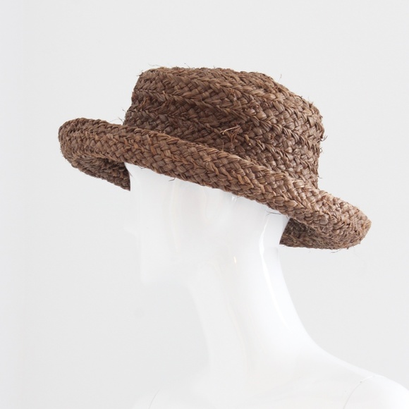 Helen Kaminski Hat Brown Raffia Wide Brim Sun Hat Beach Pool Vintage OS - Picture 4 of 7